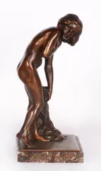 Female nude by Emanuel Julian Kodet, bronze on marble base, sold May 2021