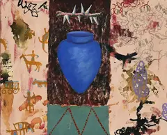 Blue Vase by Jaco Benade, 1996, oil and graphite on paper, sold May 2021