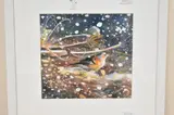 Chaffinch, snow Falling by Fiona Clucas, Mixed media on paper, sold Jun 2026