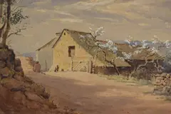 Untitled by Bernard Eyre Walker, Watercolour, depicting a farm yard in spring, signed and dated, sold May 2026