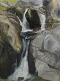 Untitled by William Hall, Watercolour 'Waterfall, Longsleddale Cumbria', a cropped study, signed and dated, sold Apr 2026