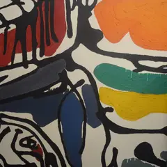 Untitled by Jazamin Sincalir, Oil on canvas, a vibrant abstract line composition, signed and dated, sold Apr 2026