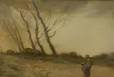 Untitled by William Tatton Winter, Watercolour, a woman in a red bonnet walking a country lane, signed and dated, sold Mar 2026