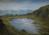 Untitled by Lou Dobson, oil on board, sold Mar 2026