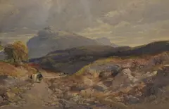 Untitled by William Leighton Leitch, Watercolour, depicting a farmer droving cattle through hills, signed and dated, sold Mar 2026