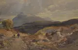 Untitled by William Leighton Leitch, Watercolour, depicting a farmer droving cattle through hills, signed and dated, sold Mar 2026