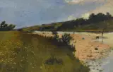 Untitled by William George Robb, Oil on canvas, a Scottish summer river scene with figures, signed and dated, sold Feb 2026