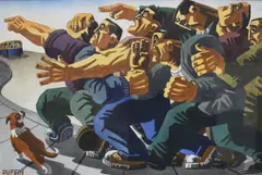 We Missed the Bus by John Duffin, Acrylic on paper, sold Feb 2026