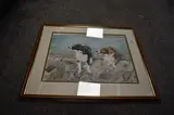 Untitled by Hayden Julian, Watercolour depicting two dogs, within stepped card mount and moulded frame, under glass, sold Jan 2026