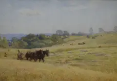 Harvesting at Whaltham Chase by Joseph Kirkpatrick, Watercolour, sold Jan 2026