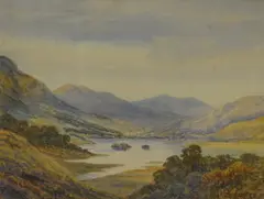 Untitled by J W Barnes, Watercolour, a Lake District landscape, fellside view of a body of water, signed and dated, sold Jan 2026