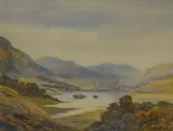 Untitled by J W Barnes, Watercolour, a Lake District landscape, fellside view of a body of water, signed and dated, sold Jan 2026