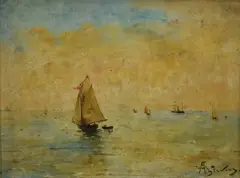 Untitled by Alfred Emile Leopold Stevens, Oil on board, sold Dec 2025