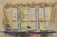 A view through a window by Paul Maze, Pastel on buff paper, sold Mar 2026