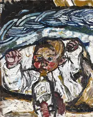 David with bottle by John Bratby, Oil on canvas, sold Mar 2026