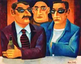 3 guys named mo by Graham Knuttel, Oil on canvas, sold Mar 2026