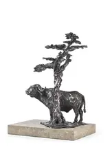 Cape buffalo by Hamish Mackie, 1999, Bronze on stone plinth, sold Mar 2026