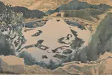 Lake ochrid, north macedonia by Julian Trevelyan, Watercolour over pencil on buff paper, sold Mar 2026