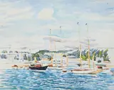 Boats in a harbour by Paul Maze, Watercolour, sold Mar 2026
