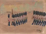 Guards on parade by Paul Maze, Watercolour and pencil, sold Mar 2026