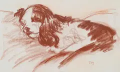 A sleeping spaniel by Paul Maze, watercolor, sold Mar 2026