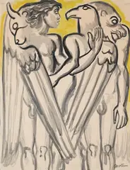 Vision of ezekiel by Jacob Epstein, 1932, Watercolour over pencil, sold Mar 2026