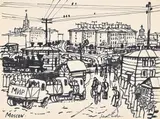 A street scene, moscow by Julian Trevelyan, drawing, sold Mar 2026