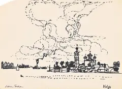A town on the banks of the river volga by Julian Trevelyan, pencil, sold Mar 2026
