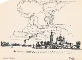 A town on the banks of the river volga by Julian Trevelyan, pencil, sold Mar 2026