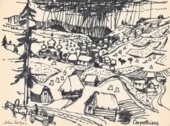 A view in the carpathians by Julian Trevelyan, drawing, sold Mar 2026