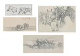A thirsty day; pony trekking on moor; hovering above; 3 frien by Lucy Kemp-Welch, Pencil, sold Mar 2026