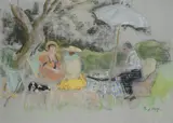 Untitled by Paul Maze, Pastel on blue grey paper, sold Mar 2026