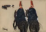 Mounted cavalry officers by Paul Maze, Pastel on buff paper, sold Mar 2026
