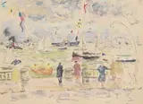 Spectators at cowes, isle of wight by Paul Maze, Pastel on buff paper, sold Mar 2026
