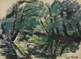 A wooded pond by Paul Maze, Pastel on buff paper, sold Mar 2026