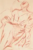 Seated figure, reading by Roger Fry, drawing, sold Mar 2026