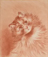 An inquisitive cat by Louis Wain, drawing, sold Mar 2026