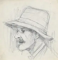 Portrait of a man in profile wearing a hat by L. S. Lowry, Pencil, sold Mar 2026