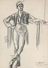 Diaghilev ballet by Laura Knight, Charcoal, sold Mar 2026