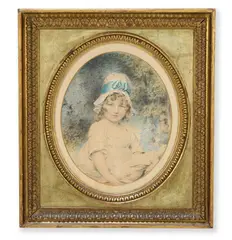 A.r.a. (british 1750-1824), portrait of a young girl with a doll by John Downman, pencil, sold Mar 2026
