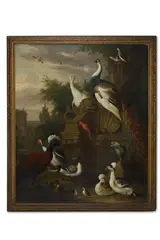 An assembly of birds in a parkland landscape by Jacob Bogdani, oil on canvas, sold Mar 2026