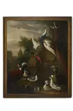 An assembly of birds in a parkland landscape by Jacob Bogdani, oil on canvas, sold Mar 2026