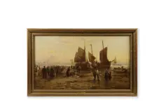 Unloading the catch, peel, isle of man by William Edward Webb, oil on canvas, sold Mar 2026