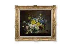 A still life of flowers by Cecil Kennedy, Oil on canvas, sold Mar 2026