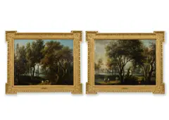 A drover with cattle in a wooded landscape by Giovanni Battista Cimaroli, oil on canvas, sold Mar 2026