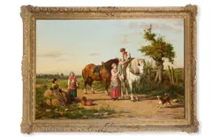 Returning home by John O. Banks, oil on canvas, sold Mar 2026