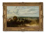 A shepherd with his flock by Benjamin Shipham, oil on panel, sold Mar 2026