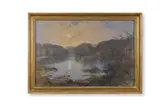 The lake in tortworth park, bristol, early moonlight by Charles Branwhite, Pencil and watercolour, sold Mar 2026