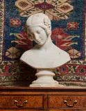 A white marble bust of a young nymph, circa 1830-1850 by Richard James Wyatt, sculpture, sold Feb 2026