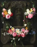 Swags of flowers surrounding a cartouche with the virgin and child by Daniel Seghers, Oil on panel, sold Feb 2026